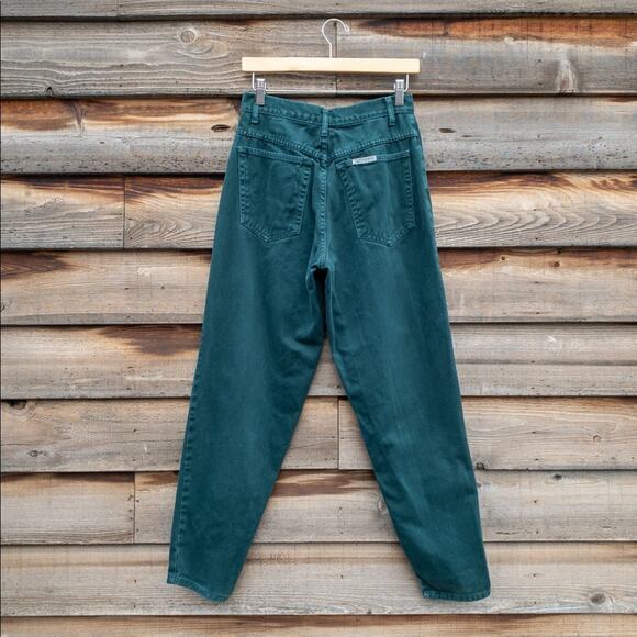 Paris Express Vintage High-Rise Tapered Green Denim Jeans 5 - 27” - Picture 3 of 4